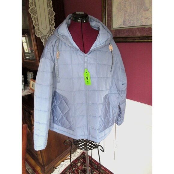 Free Country Woman XX-Large Med Weight Blue Puffer Jacket Quilted Hood New $140 - Picture 1 of 12